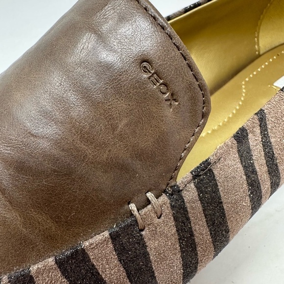 Geox Shoes Womens 37 US 7 Brown Grey‎ Animal Print Italian Leather Upper Flats - Picture 13 of 15
